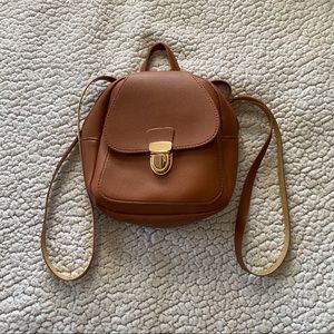 Brown Leather Mini Backpack